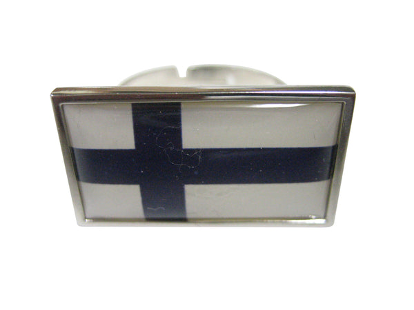 Thin Bordered Finland Flag Adjustable Size Fashion Ring