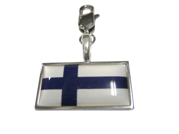 Thin Bordered Finland Flag Pendant Zipper Pull Charm