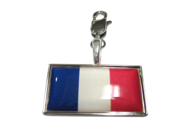 Thin Bordered France Flag Pendant Zipper Pull Charm