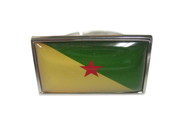 Thin Bordered French Guiana Flag Adjustable Size Fashion Ring