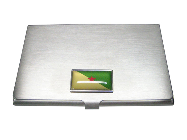 Thin Bordered French Guiana Flag Business Card Holder