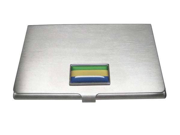 Thin Bordered Gabon Gabonese Republic Flag Business Card Holder