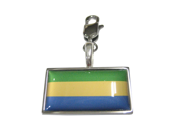 Thin Bordered Gabon Gabonese Republic Flag Pendant Zipper Pull Charm
