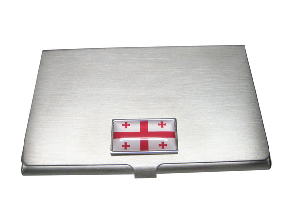 Thin Bordered Georgia Country Flag Business Card Holder