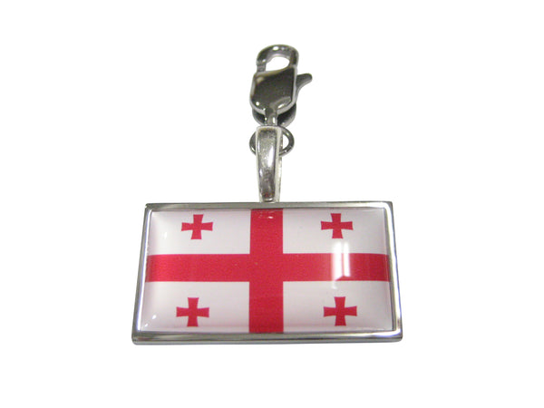 Thin Bordered Georgia Country Flag Pendant Zipper Pull Charm
