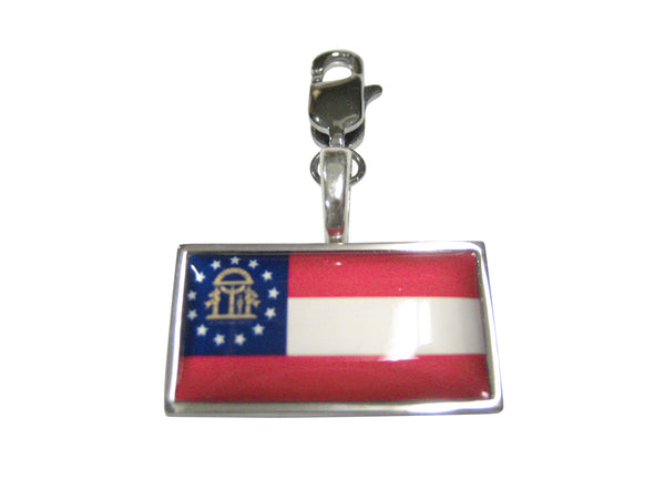 Thin Bordered Georgia State Flag Pendant Zipper Pull Charm