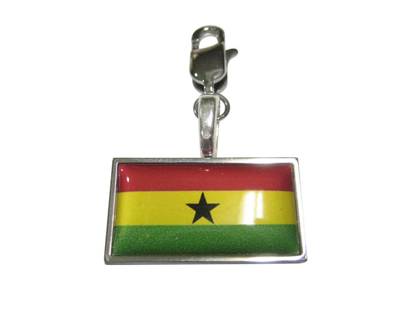 Thin Bordered Ghana Flag Pendant Zipper Pull Charm
