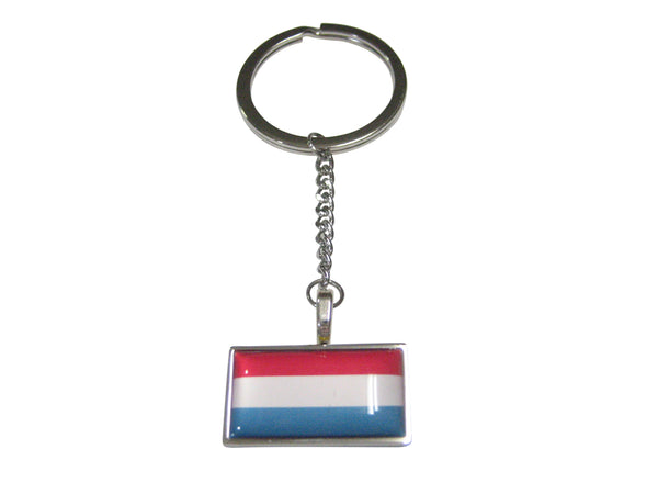 Thin Bordered Grand Duchy of Luxembourg Flag Pendant Keychain