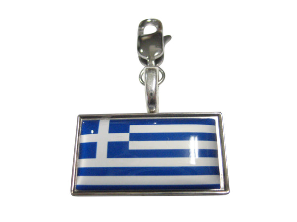 Thin Bordered Greece Flag Pendant Zipper Pull Charm