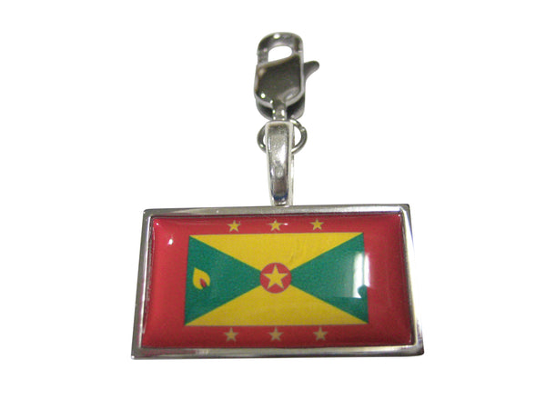 Thin Bordered Grenada Flag Pendant Zipper Pull Charm