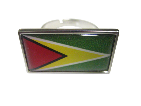 Thin Bordered Guyana Flag Adjustable Size Fashion Ring