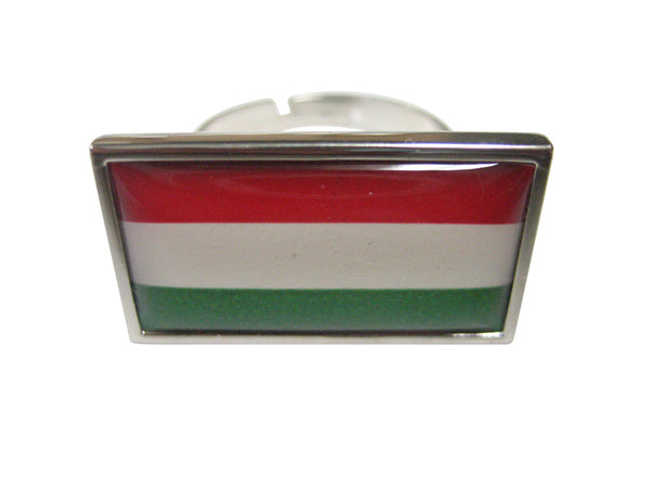 Thin Bordered Hungary Flag Adjustable Size Fashion Ring