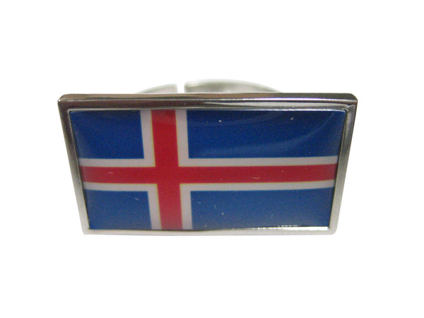 Thin Bordered Iceland Flag Adjustable Size Fashion Ring