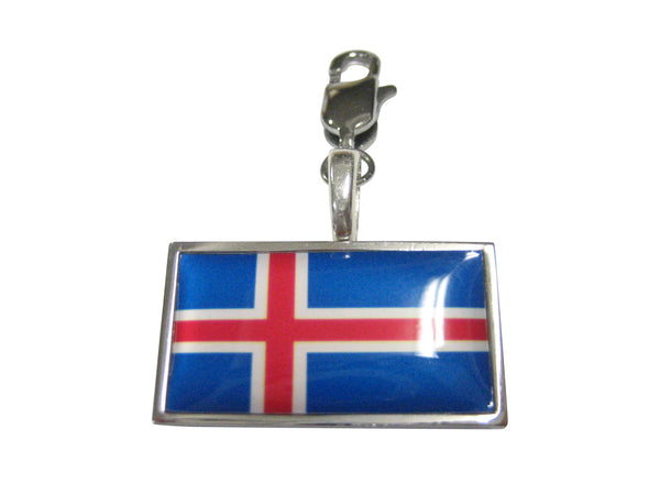 Thin Bordered Iceland Flag Pendant Zipper Pull Charm