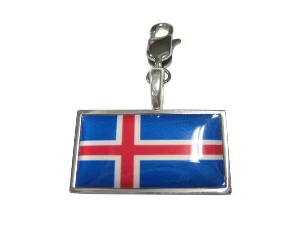 Thin Bordered Iceland Flag Pendant Zipper Pull Charm