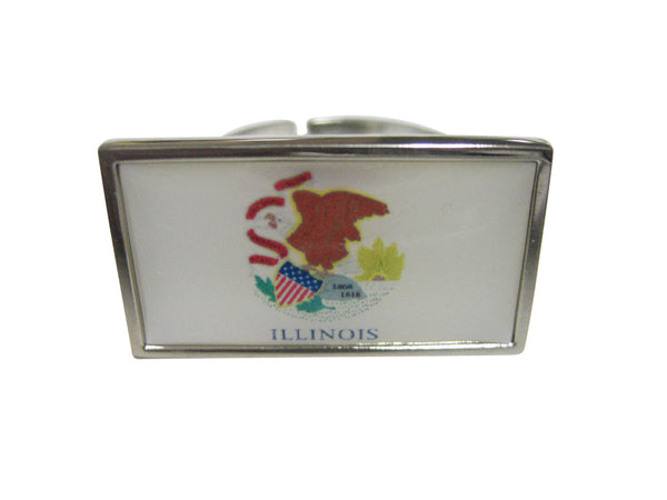 Thin Bordered Illinois State Flag Adjustable Size Fashion Ring