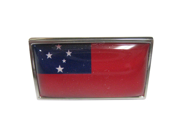 Thin Bordered Independent State of Samoa Flag Adjustable Size Fashion Ring