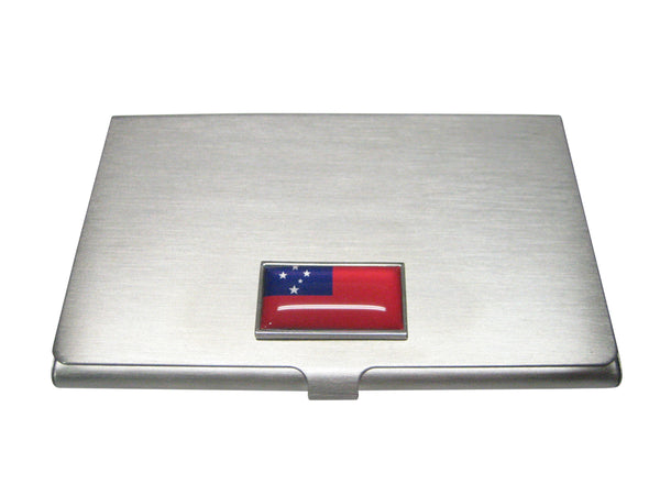 Thin Bordered Independent State of Samoa Flag Business Card Holder