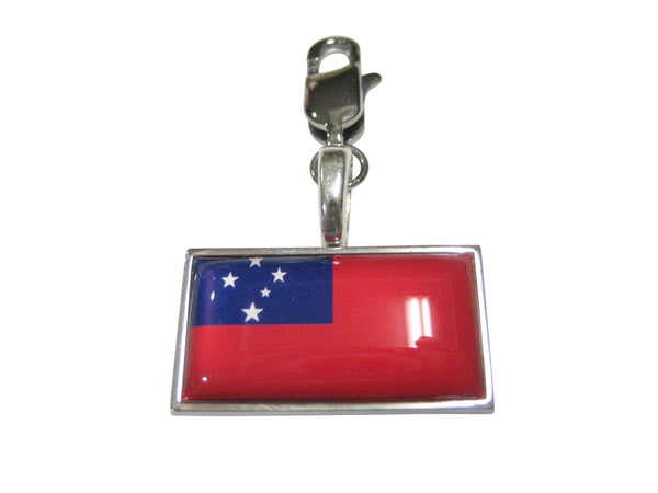 Thin Bordered Independent State of Samoa Flag Pendant Zipper Pull Charm
