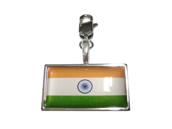 Thin Bordered India Flag Pendant Zipper Pull Charm