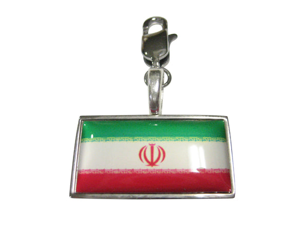 Thin Bordered Iran Flag Pendant Zipper Pull Charm