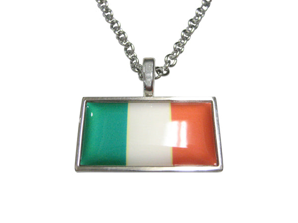 Thin Bordered Ireland Flag Pendant Necklace
