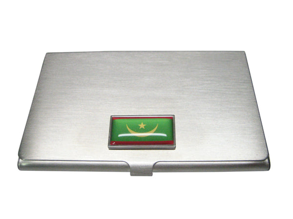 Thin Bordered Islamic Republic of Mauritania Flag Business Card Holder