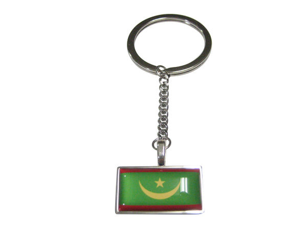 Thin Bordered Islamic Republic of Mauritania Flag Pendant Keychain