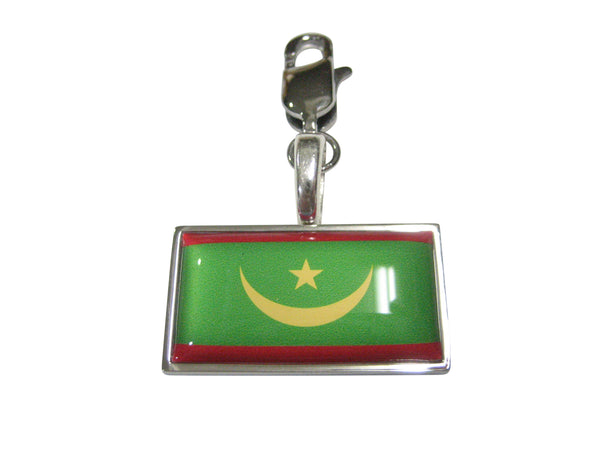 Thin Bordered Islamic Republic of Mauritania Flag Pendant Zipper Pull Charm