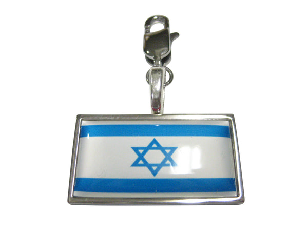 Thin Bordered Israel Flag Pendant Zipper Pull Charm