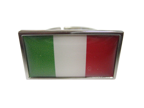 Thin Bordered Italy Flag Adjustable Size Fashion Ring