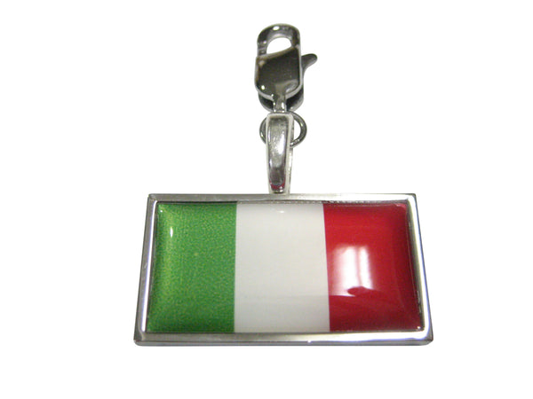 Thin Bordered Italy Flag Pendant Zipper Pull Charm