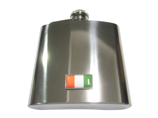Thin Bordered Ivory Coast Côte d'Ivoire Flag 6oz Flask