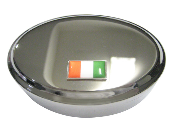 Thin Bordered Ivory Coast Côte d'Ivoire Flag Oval Trinket Jewelry Box