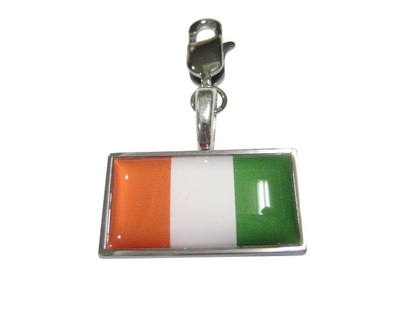 Thin Bordered Ivory Coast Côte d'Ivoire Flag Pendant Zipper Pull Charm