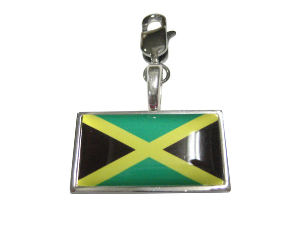 Thin Bordered Jamaica Flag Pendant Zipper Pull Charm