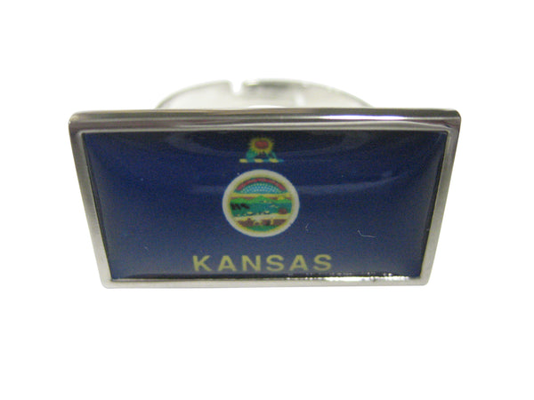 Thin Bordered Kansas State Flag Adjustable Size Fashion Ring