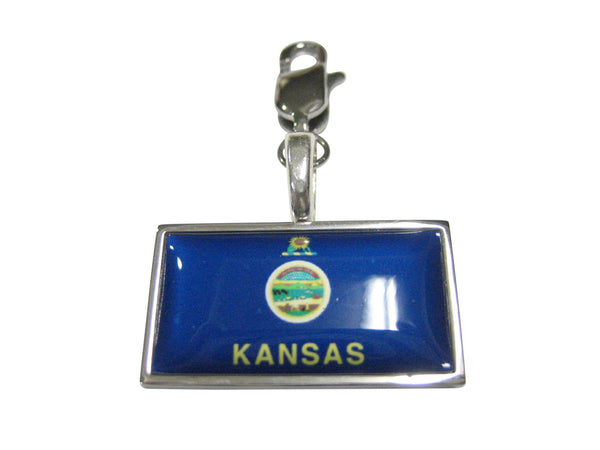 Thin Bordered Kansas State Flag Pendant Zipper Pull Charm