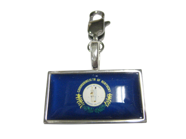 Thin Bordered Kentucky State Flag Pendant Zipper Pull Charm