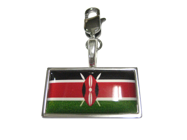 Thin Bordered Kenya Flag Pendant Zipper Pull Charm