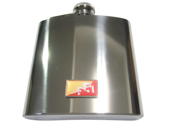 Thin Bordered Kingdom of Bhutan Flag 6oz Flask