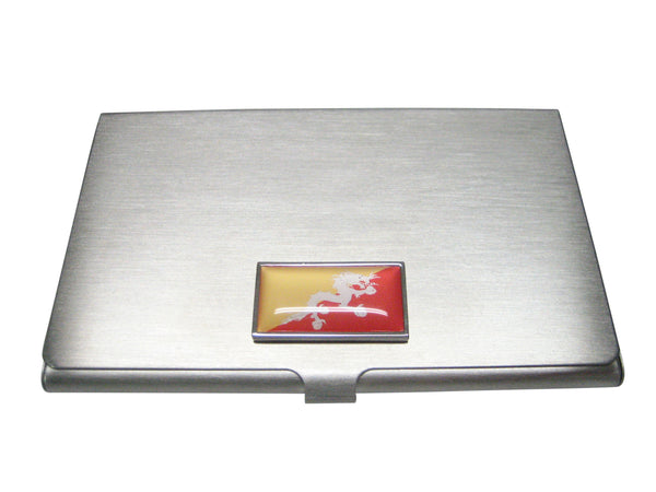 Thin Bordered Kingdom of Bhutan Flag Business Card Holder