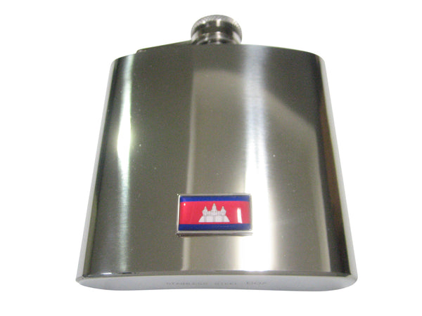 Thin Bordered Kingdom of Cambodia Flag 6oz Flask