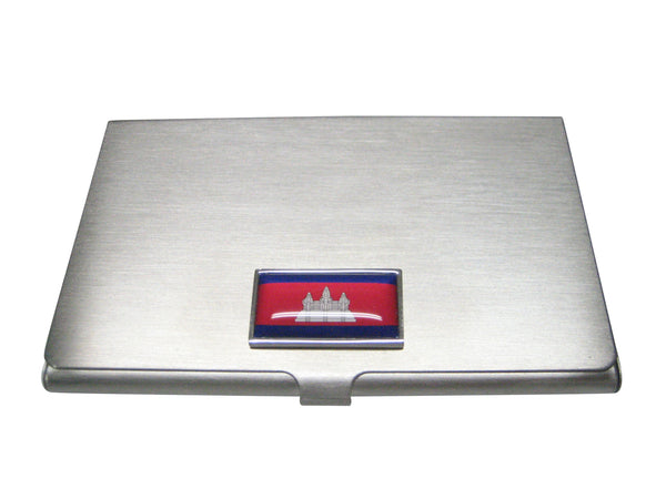 Thin Bordered Kingdom of Cambodia Flag Business Card Holder