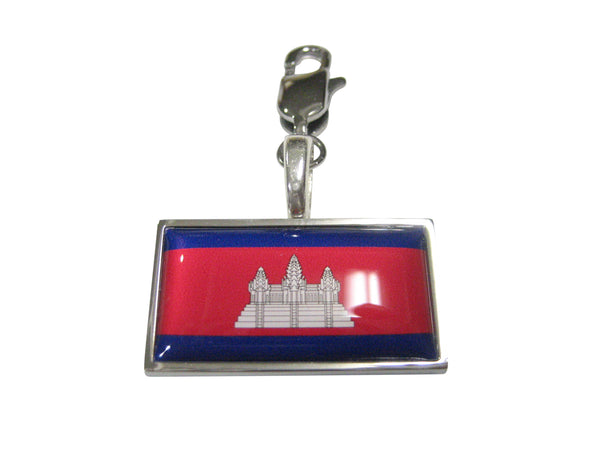 Thin Bordered Kingdom of Cambodia Flag Pendant Zipper Pull Charm