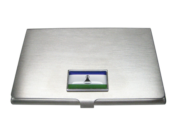 Thin Bordered Kingdom of Lesotho Flag Business Card Holder