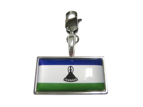 Thin Bordered Kingdom of Lesotho Flag Pendant Zipper Pull Charm
