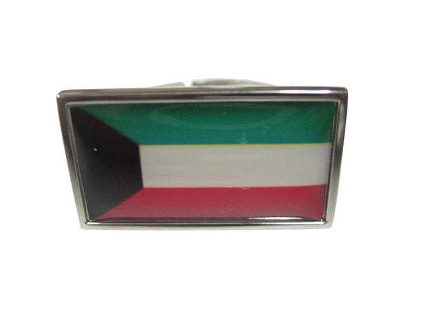 Thin Bordered Kuwait Flag Adjustable Size Fashion Ring