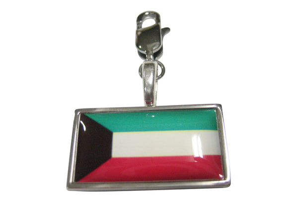 Thin Bordered Kuwait Flag Pendant Zipper Pull Charm