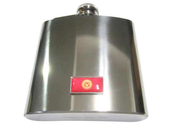 Thin Bordered Kyrgyzstan Kyrgyz Republic Kirghizia Flag 6oz Flask